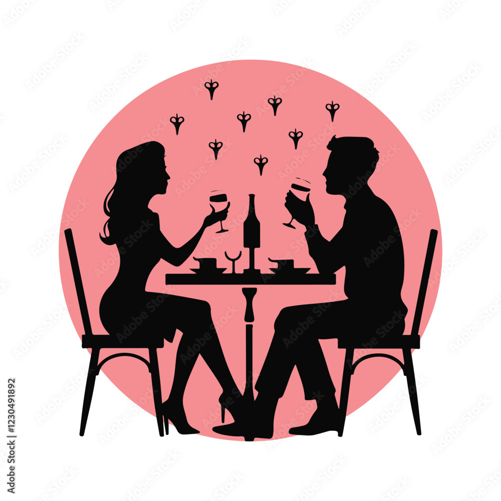 Romantic Date Night Silhouette at a Restaurant Romantic Date Night Silhouette at a Restaurant