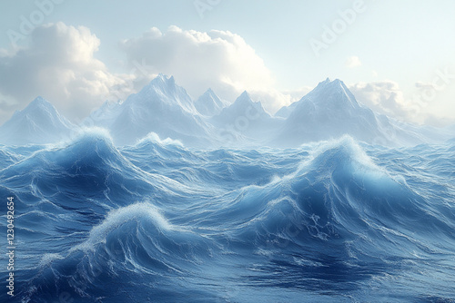Wallpaper Mural Majestic Mountains Rise Above a Turbulent Ocean Torontodigital.ca