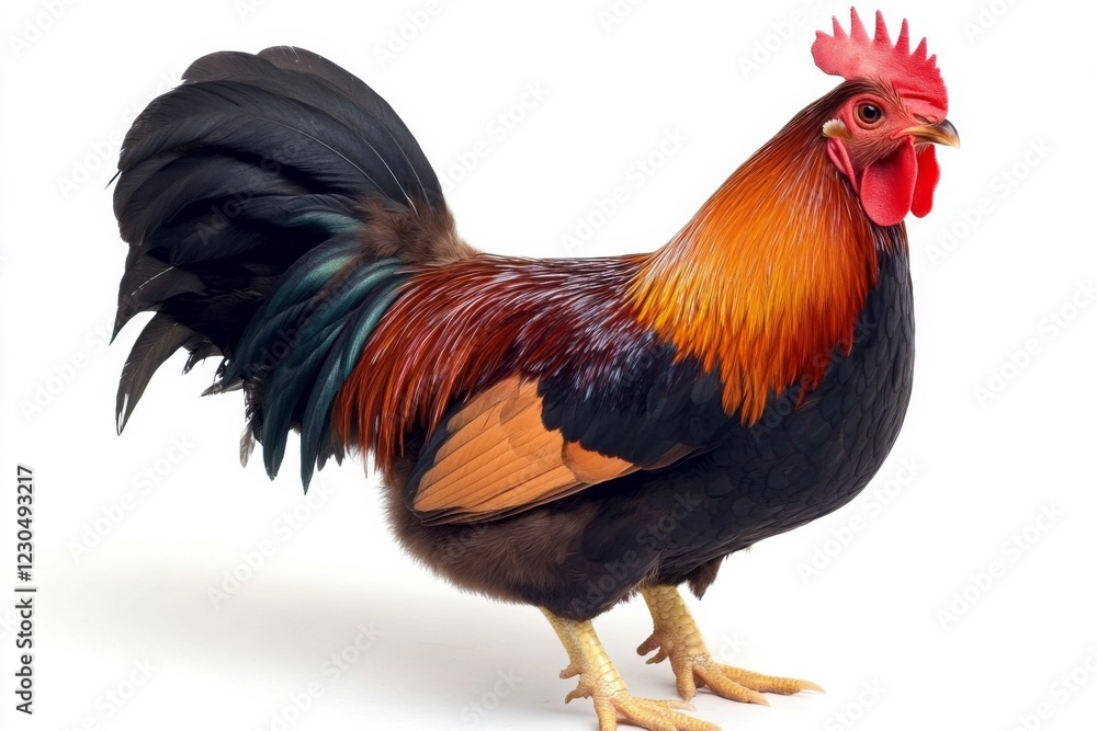 Fototapeta premium Majestic Rooster on White Background