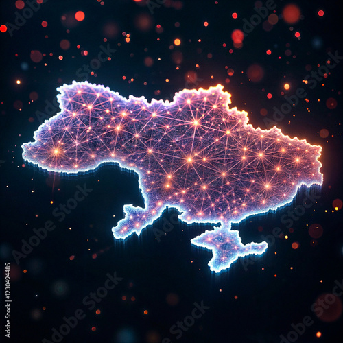 Stylized Map of Ukraine with Network Connections