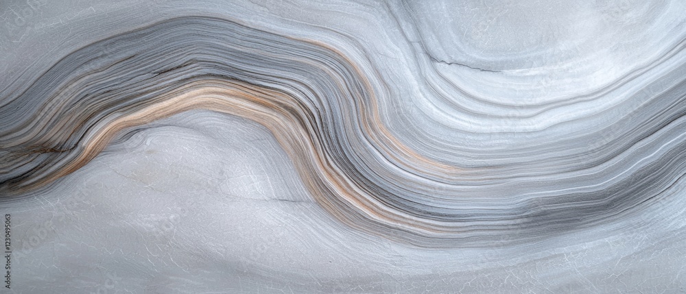 Obraz premium Abstract digital art piece that appears to be a close-up of a wave-like pattern. the wave is made up of multiple layers of different shades of gray and white, creating a textured and fluid appearance.
