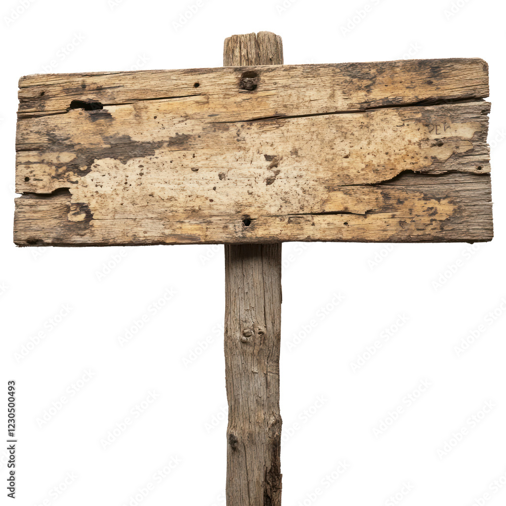 Wooden sign post stands alone, showing natural wear, isolated on a transparent background. PNG Wooden sign post stands alone, showing natural wear, isolated on a transparent background. PNG