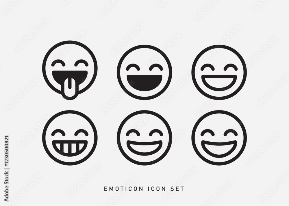 vector emoticon icon collection. black and white set of smiley faces line art. vector emoticon icon collection. black and white set of smiley faces line art.