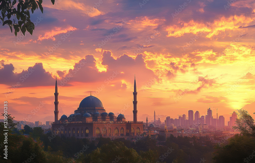 Φωτογραφία View of public mosque, Wilayah persekutuan mosque at sunrise in Kuala Lumpur, Ma