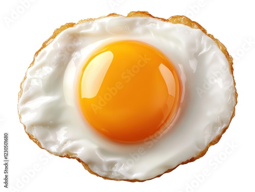 Delicious fried egg featuring a golden yolk and crispy edges, isolated on a transparent background. PNG