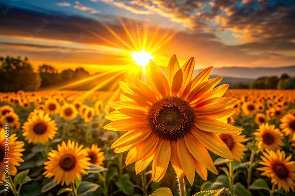 Fototapeta premium Vibrant Sunburst Background: Golden Orange Radial Gradient Nature Scene