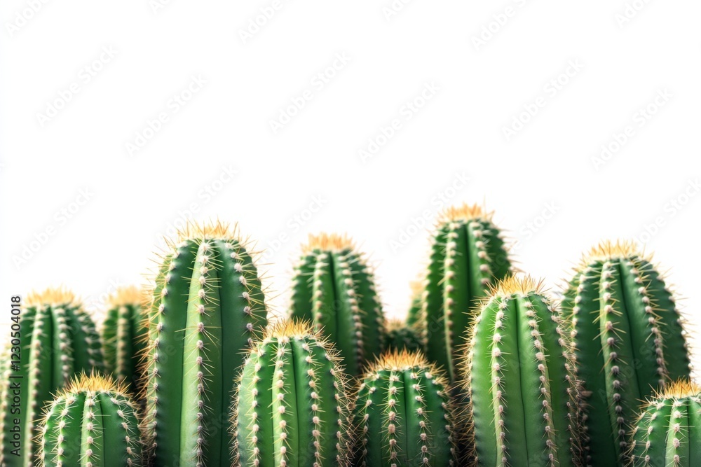 Vibrant Cactus Cluster on White Background Vibrant Cactus Cluster on White Background