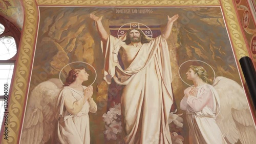Fresco of the Icon of the Resurrection of Christ in an Orthodox Church