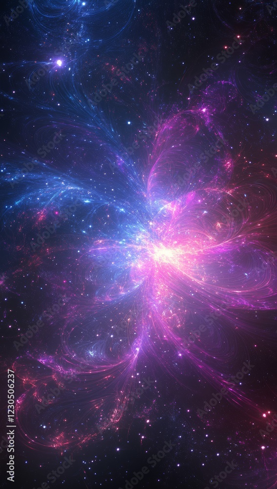 Fototapeta premium abstract background with glowing lines in blue, purple, and red colors, creating a sense of space