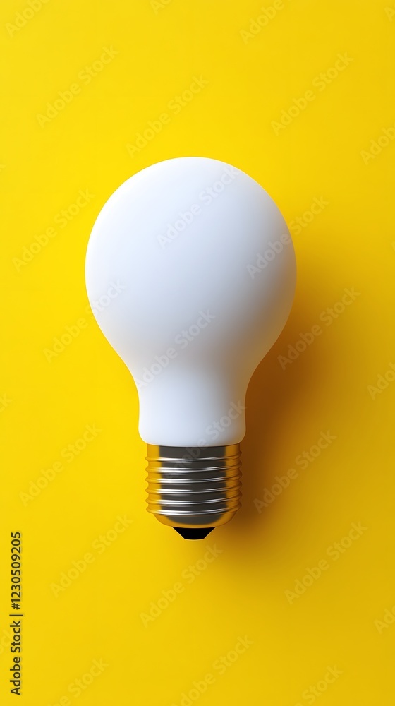 White Light Bulb on Yellow Background Idea Concept White Light Bulb on Yellow Background Idea Concept