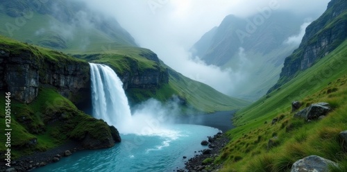 Wallpaper Mural Waterfalls in Tegueste valley shrouded in mist, scenery, mist Torontodigital.ca