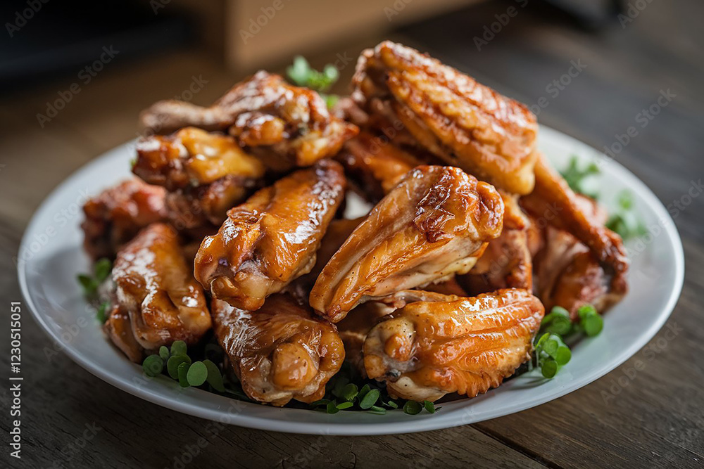 Deliciously Crispy Roasted Chicken Wings on a Plate Deliciously Crispy Roasted Chicken Wings on a Plate