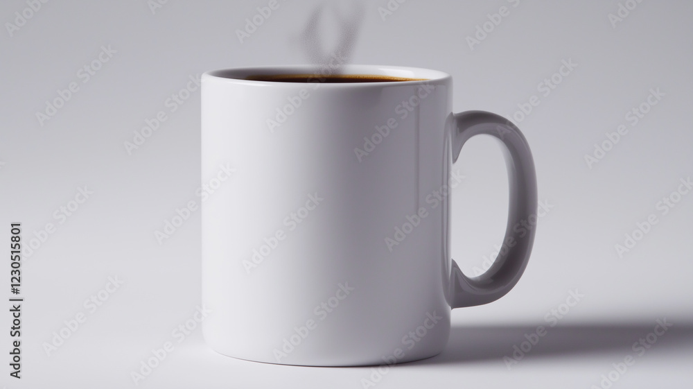 Fototapeta premium Ceramic Mug with Steaming Coffee Isolated on White Background