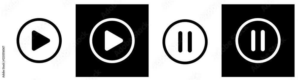 play button icon vector symbol. music video start sign. play button icon vector symbol. music video start sign.