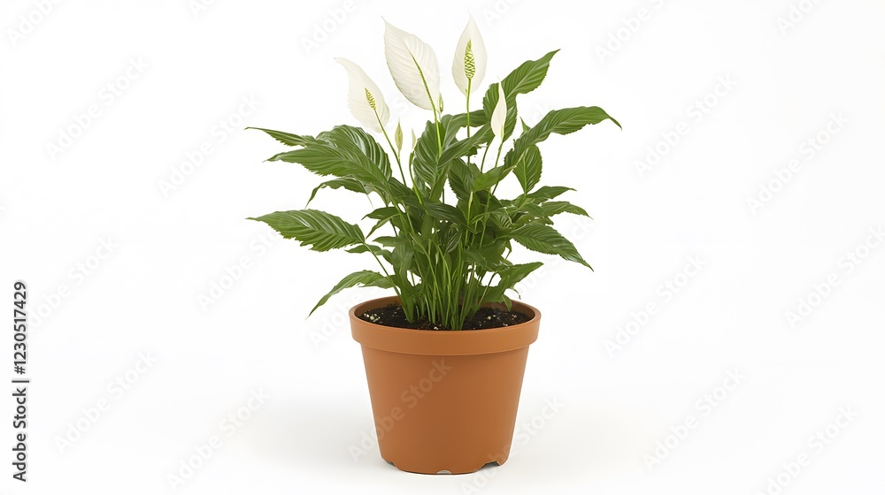 Beautiful Peace Lily Plant in Brown Pot, Indoor Plant, Home Decor Beautiful Peace Lily Plant in Brown Pot, Indoor Plant, Home Decor