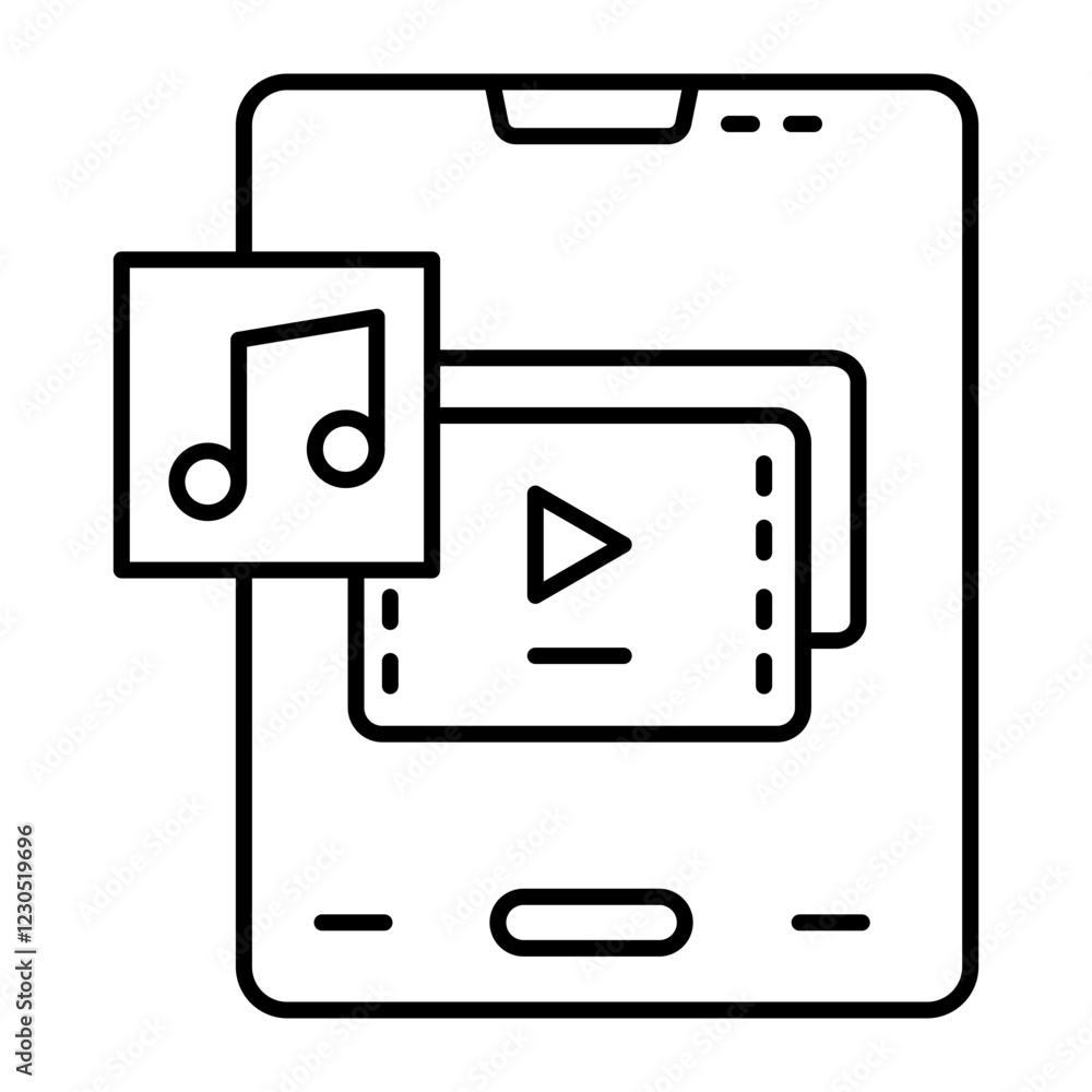 Media Library Vector Line Icon Design Media Library Vector Line Icon Design