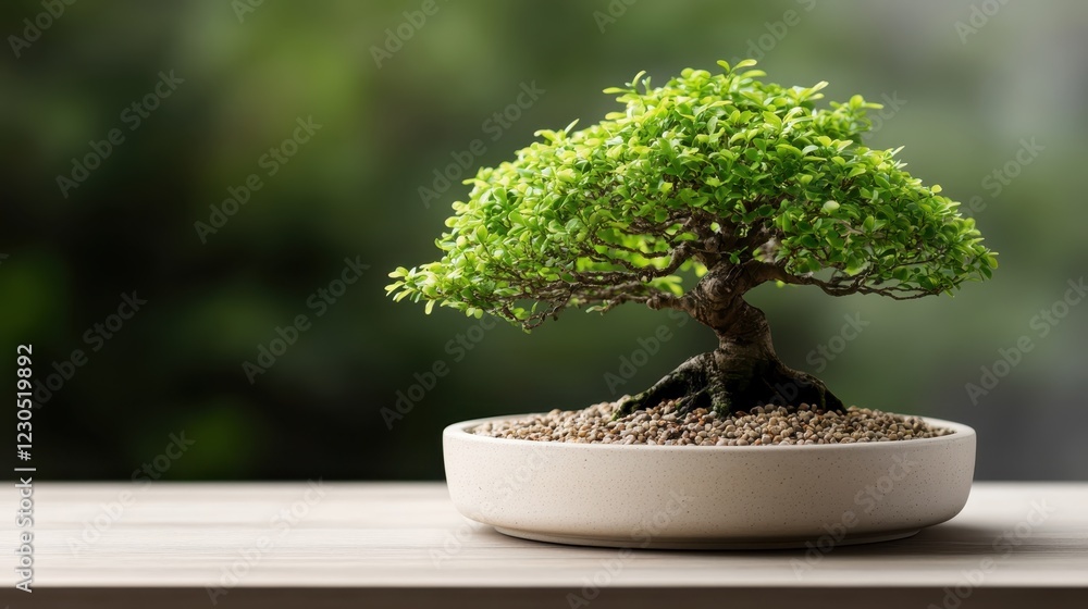 A lush bonsai tree is carefully positioned in an elegantly styled pot, representing the blend of nature’s beauty with human creativity, inviting admiration and peace into any space. A lush bonsai tree is carefully positioned in an elegantly styled pot, representing the blend of nature’s beauty with human creativity, inviting admiration and peace into any space.