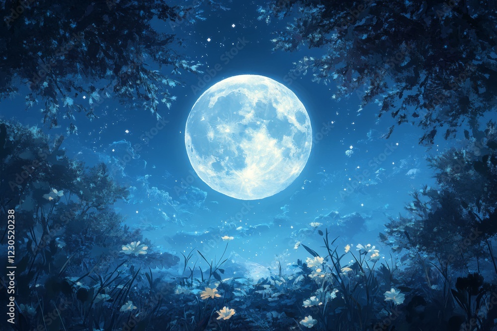 Naklejka premium Moonlit Night Sky