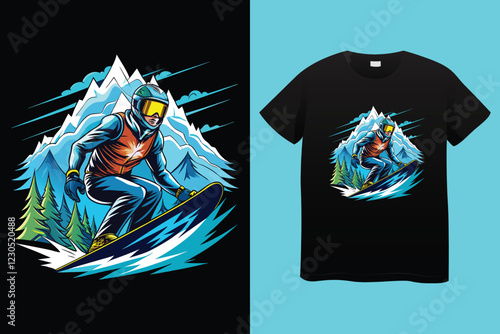 Snowmobile vector illustration, perfect for rental and shop logo also t shirt design, snow winter sports t shirt design.