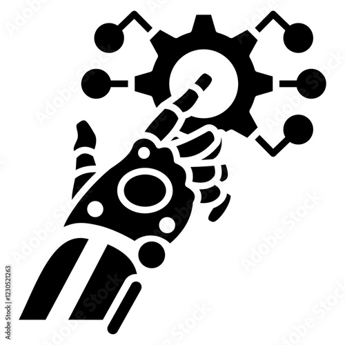 Robotic Hand Glyph Icon