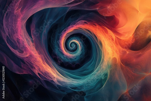 Abstract map with spiraling fractal designs representing global connections and networks