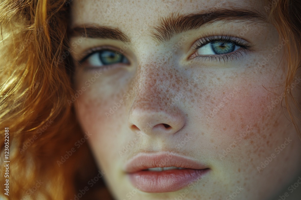 Fototapeta premium Close-Up Portrait of Freckled Woman