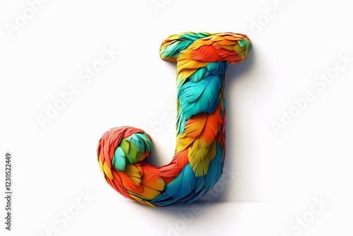 Wallpaper Mural Letter J designed with parrot fur isolated on white background Torontodigital.ca