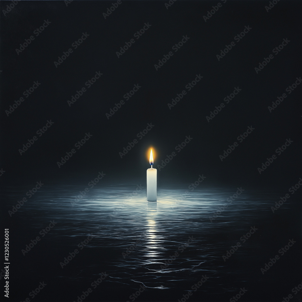 Fototapeta premium 闇の中にともされた1本のろうそく