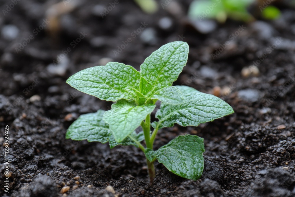 Mint Plant in Soil Mint Plant in Soil