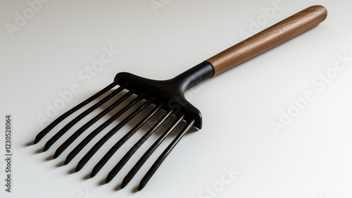 Hand Rake for Leaves Isolated on White Background
