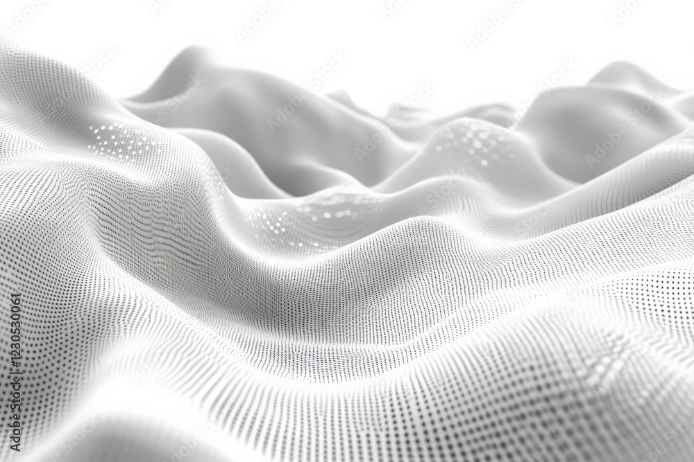 Obraz premium Soft white fabric creates a serene atmosphere with flowing textures and gentle curves in a minimalist setting