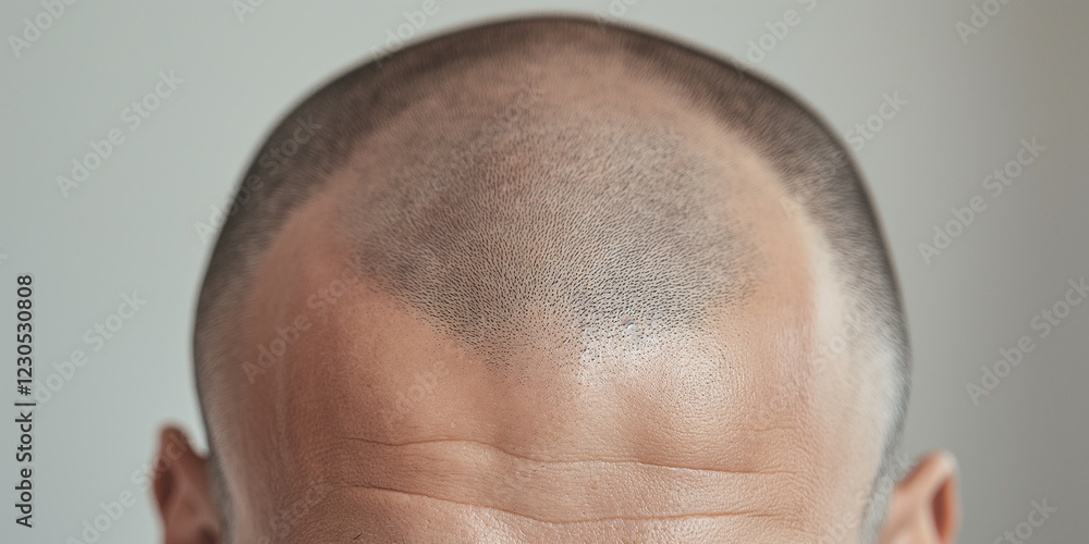 Fototapeta premium Man showing receding hairline and symptoms of baldness