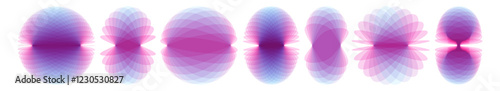 Visualisation of the propagation in space of a signal or explosion. Abstract geometric design. Vector illustration made of various overlapping elements. Sphere. Design for banner, placard, poster, etc