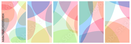 Abstract background with translucent overlapping coloured shapes. Modern design. 3d vector illustration for brochure, banner, flyer or presentation.