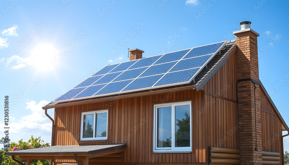 Solar power energy on the roof to a standard house , with white tonespng Solar power energy on the roof to a standard house , with white tonespng