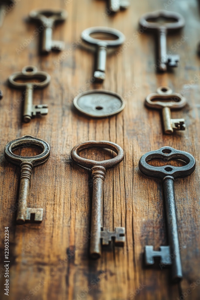 Antique Keys on Rustic Wood Antique Keys on Rustic Wood