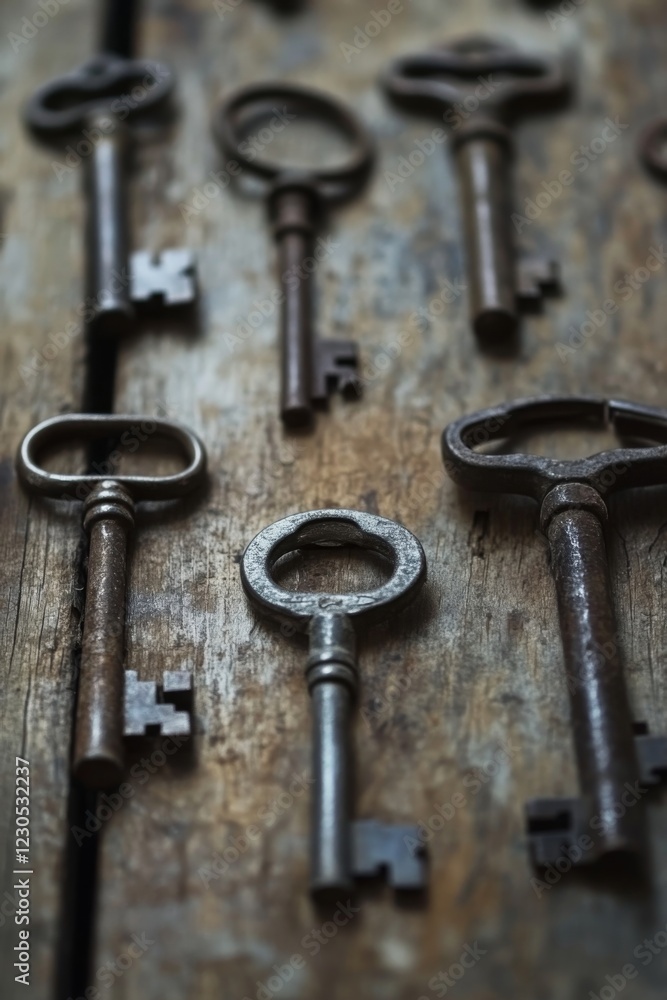 Antique Keys on Rustic Wood Antique Keys on Rustic Wood