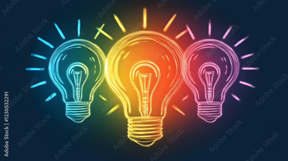 A light bulb with the symbol of an idea glowing inside, representing innovation and creativity. A light bulb with the symbol of an idea glowing inside, representing innovation and creativity.