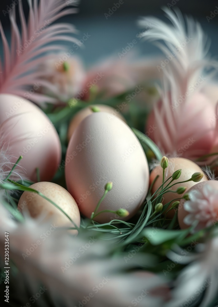 Pastel easter eggs with feathers and greenery easter egg holiday illustration celebration easter Pastel easter eggs with feathers and greenery easter egg holiday illustration celebration easter
