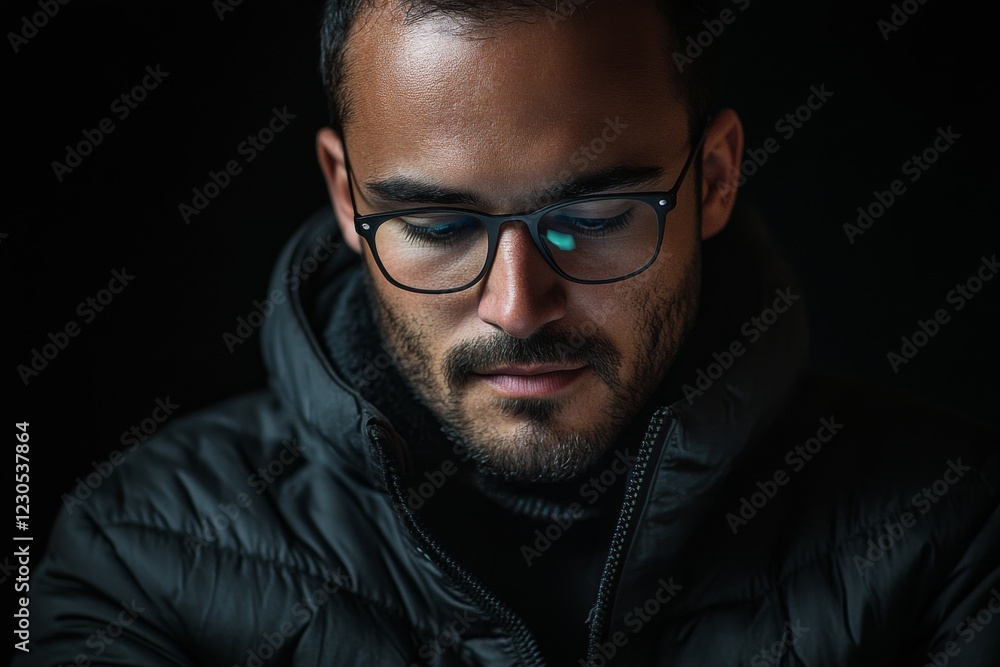 Fototapeta premium Portrait of Thoughtful Man in Glasses