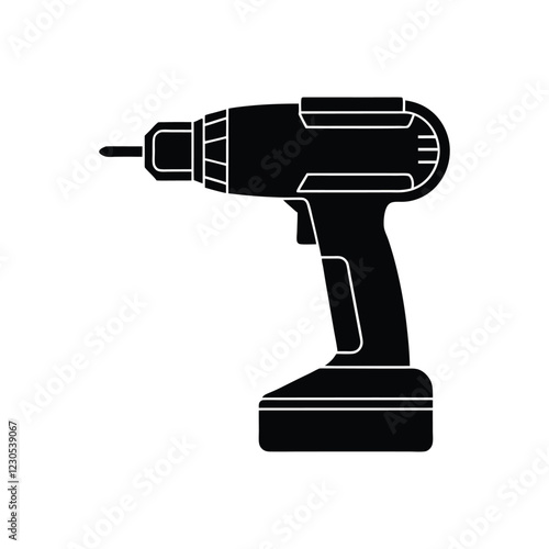 Cordless Power Drill Silhouette Icon for Construction and Home Improvement