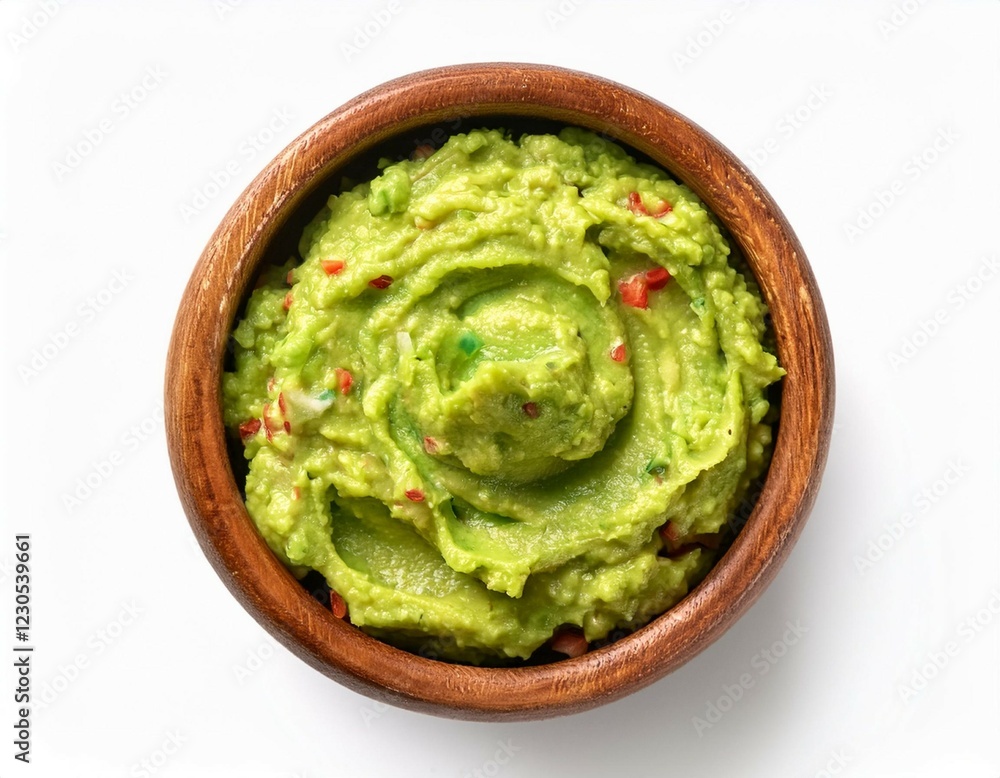 bowl with guacamole isolated on white background top view bowl with guacamole isolated on white background top view