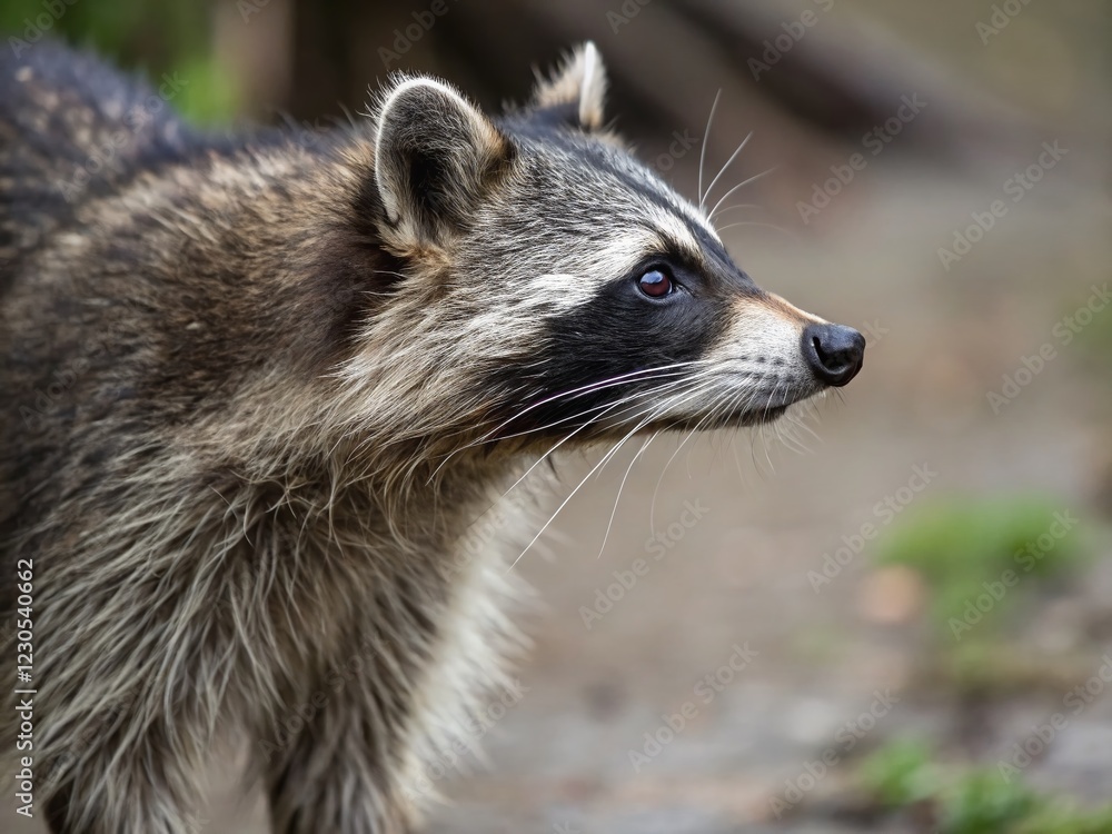 Wet-Nosed Raccoon Macro Portrait: Close-up Wildlife Photography Wet-Nosed Raccoon Macro Portrait: Close-up Wildlife Photography