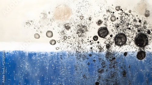 Abstract Blue and White Ink Splatter Painting Texture