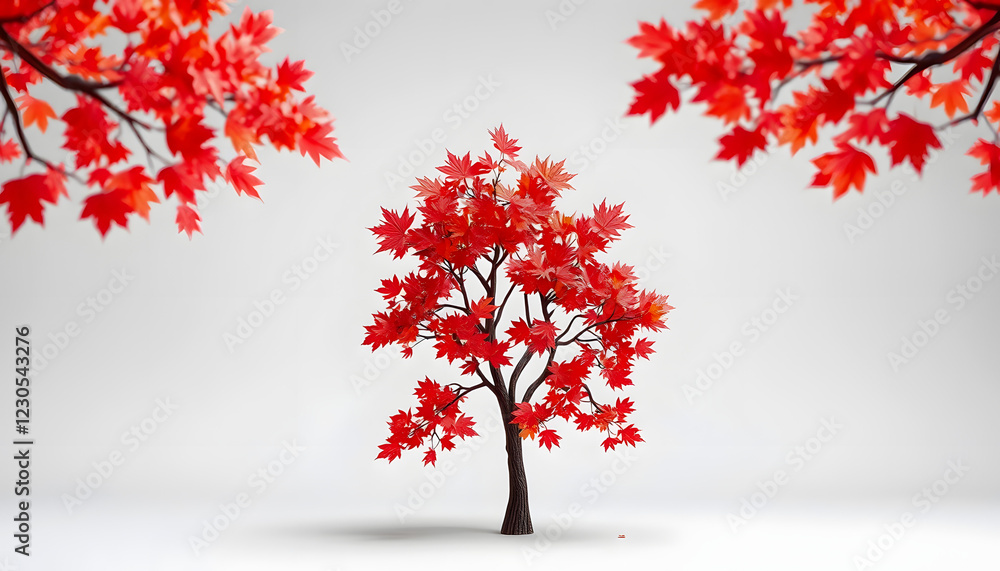 Red maple tree in autumn , with white tonespng Red maple tree in autumn , with white tonespng