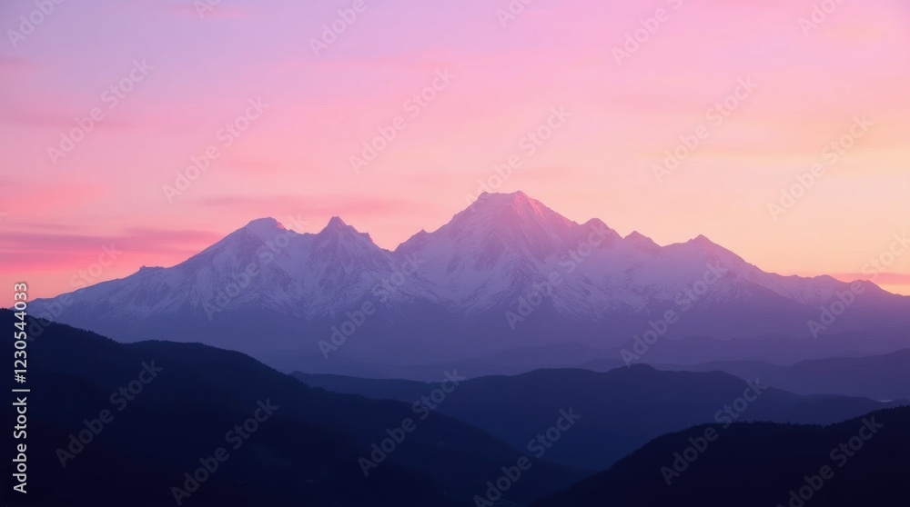 Naklejka premium Majestic Mountain Silhouette at Sunrise