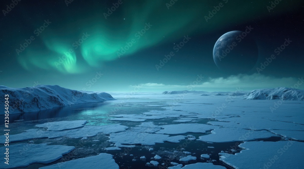 Fototapeta premium Peaceful Polar Night from Near-Space