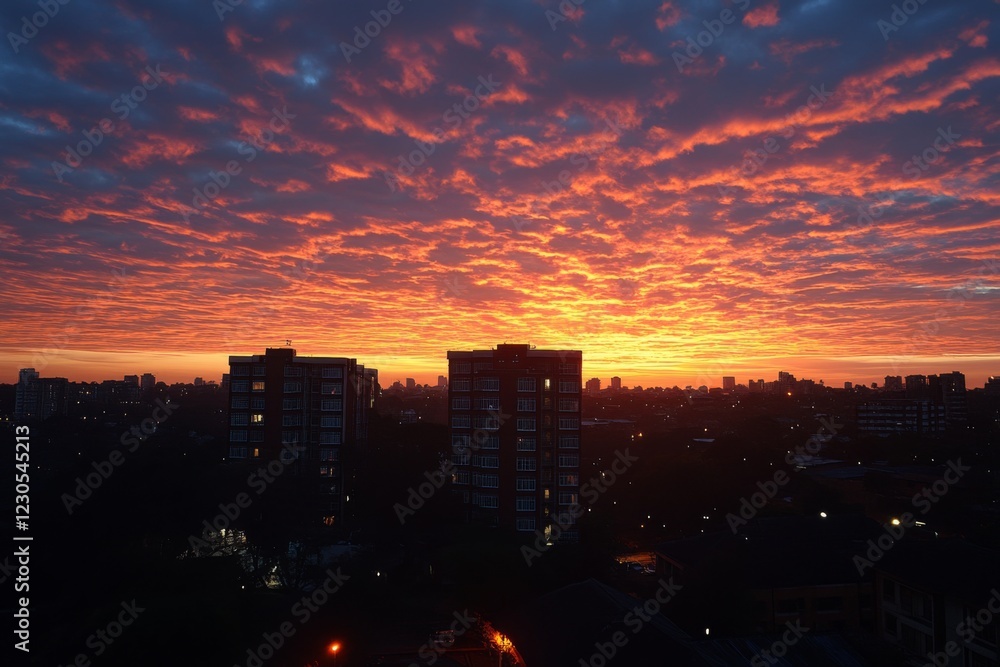 Fototapeta premium Urban Sunset Over Cityscape
