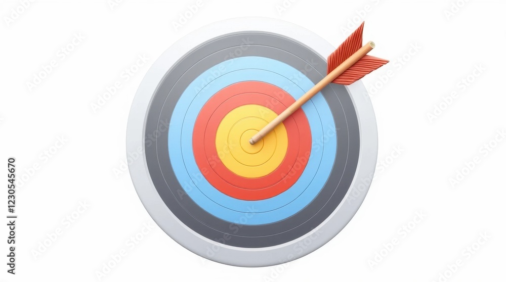 Archery Target with Arrow in Bullseye Illustration Archery Target with Arrow in Bullseye Illustration