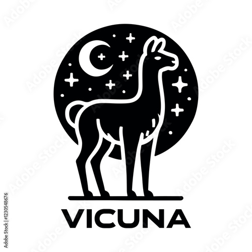 Unique Vicuna Silhouette Illustrations for Wildlife & Nature Art